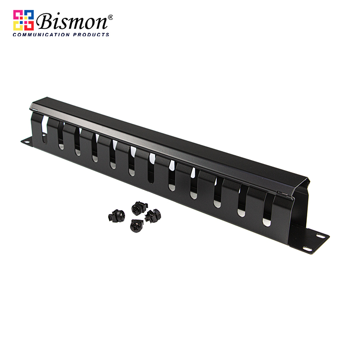 Cable Management Panel with Cover-Black color (แผงจัดสายหน้าตู้ rack)